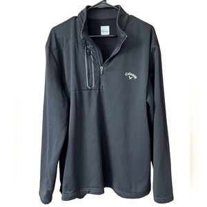 CALLAWAY Men’s 1/4 zip Golf Pullover Jacket w/ front zip pocket, Black, Size XL